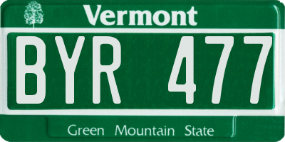 VT license plate BYR477