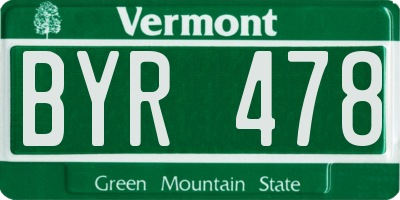 VT license plate BYR478