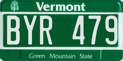 VT license plate BYR479