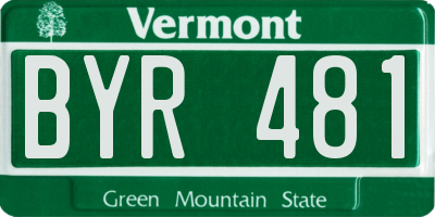 VT license plate BYR481