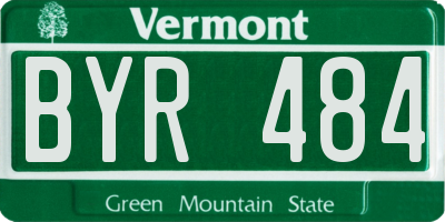 VT license plate BYR484