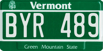 VT license plate BYR489