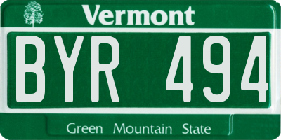 VT license plate BYR494