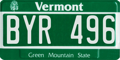 VT license plate BYR496