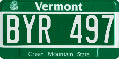 VT license plate BYR497