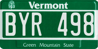 VT license plate BYR498