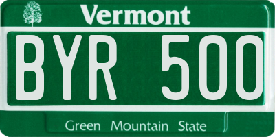 VT license plate BYR500