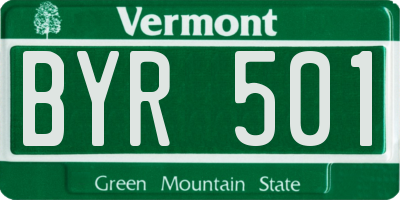 VT license plate BYR501