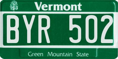 VT license plate BYR502