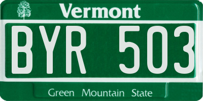VT license plate BYR503