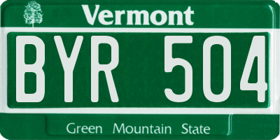 VT license plate BYR504