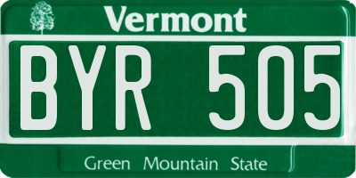 VT license plate BYR505