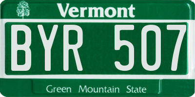 VT license plate BYR507