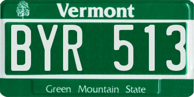 VT license plate BYR513