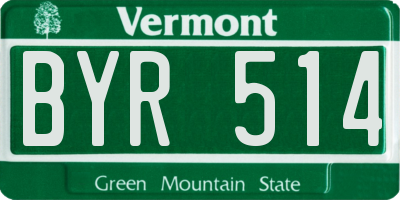 VT license plate BYR514