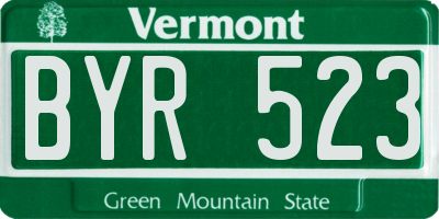 VT license plate BYR523