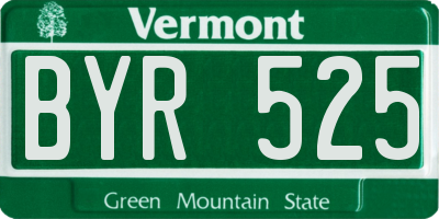 VT license plate BYR525