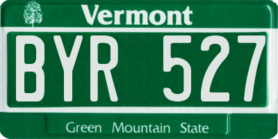 VT license plate BYR527