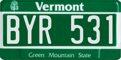 VT license plate BYR531