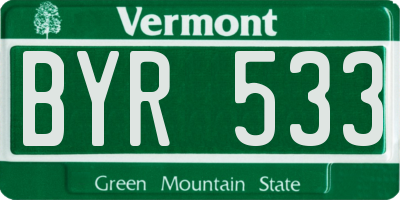 VT license plate BYR533