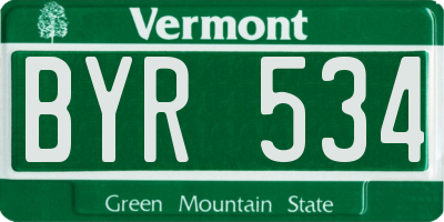 VT license plate BYR534