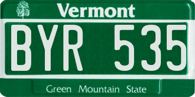 VT license plate BYR535