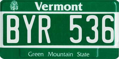 VT license plate BYR536