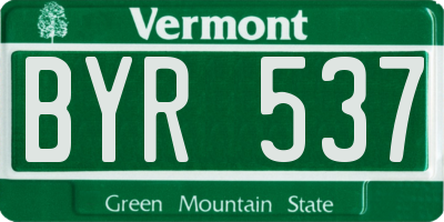 VT license plate BYR537