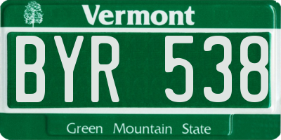 VT license plate BYR538
