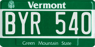VT license plate BYR540