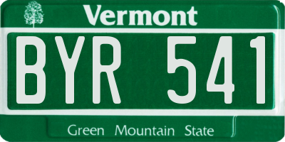 VT license plate BYR541