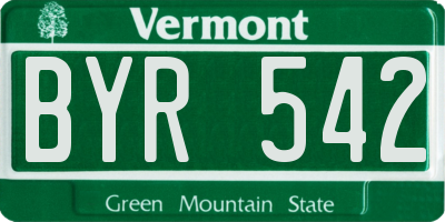 VT license plate BYR542