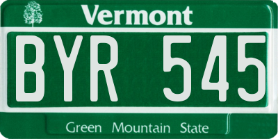 VT license plate BYR545