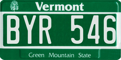 VT license plate BYR546