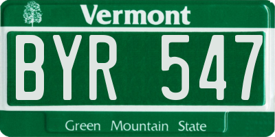 VT license plate BYR547