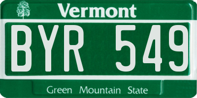 VT license plate BYR549