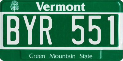 VT license plate BYR551