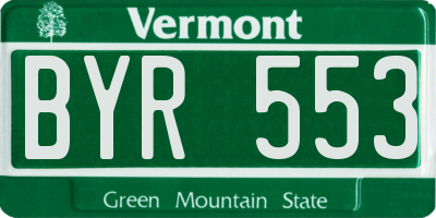 VT license plate BYR553
