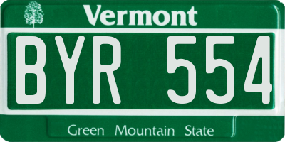 VT license plate BYR554