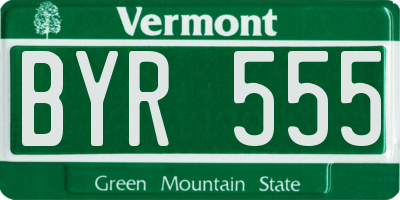 VT license plate BYR555