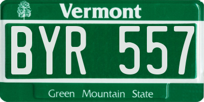 VT license plate BYR557