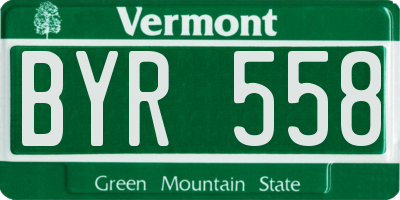 VT license plate BYR558