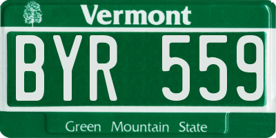 VT license plate BYR559