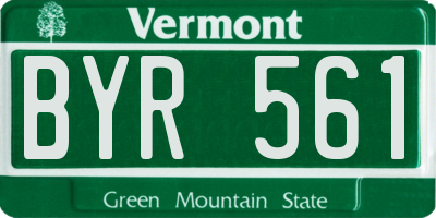VT license plate BYR561