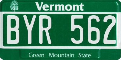 VT license plate BYR562