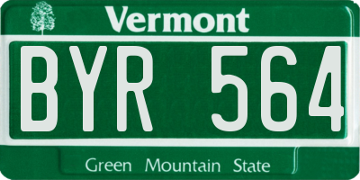 VT license plate BYR564