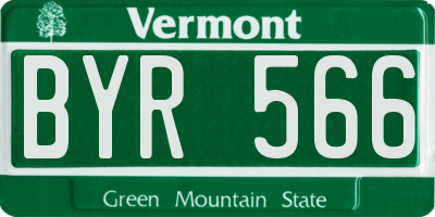 VT license plate BYR566