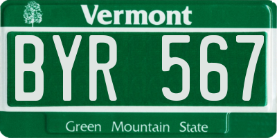 VT license plate BYR567