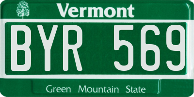 VT license plate BYR569