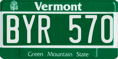 VT license plate BYR570